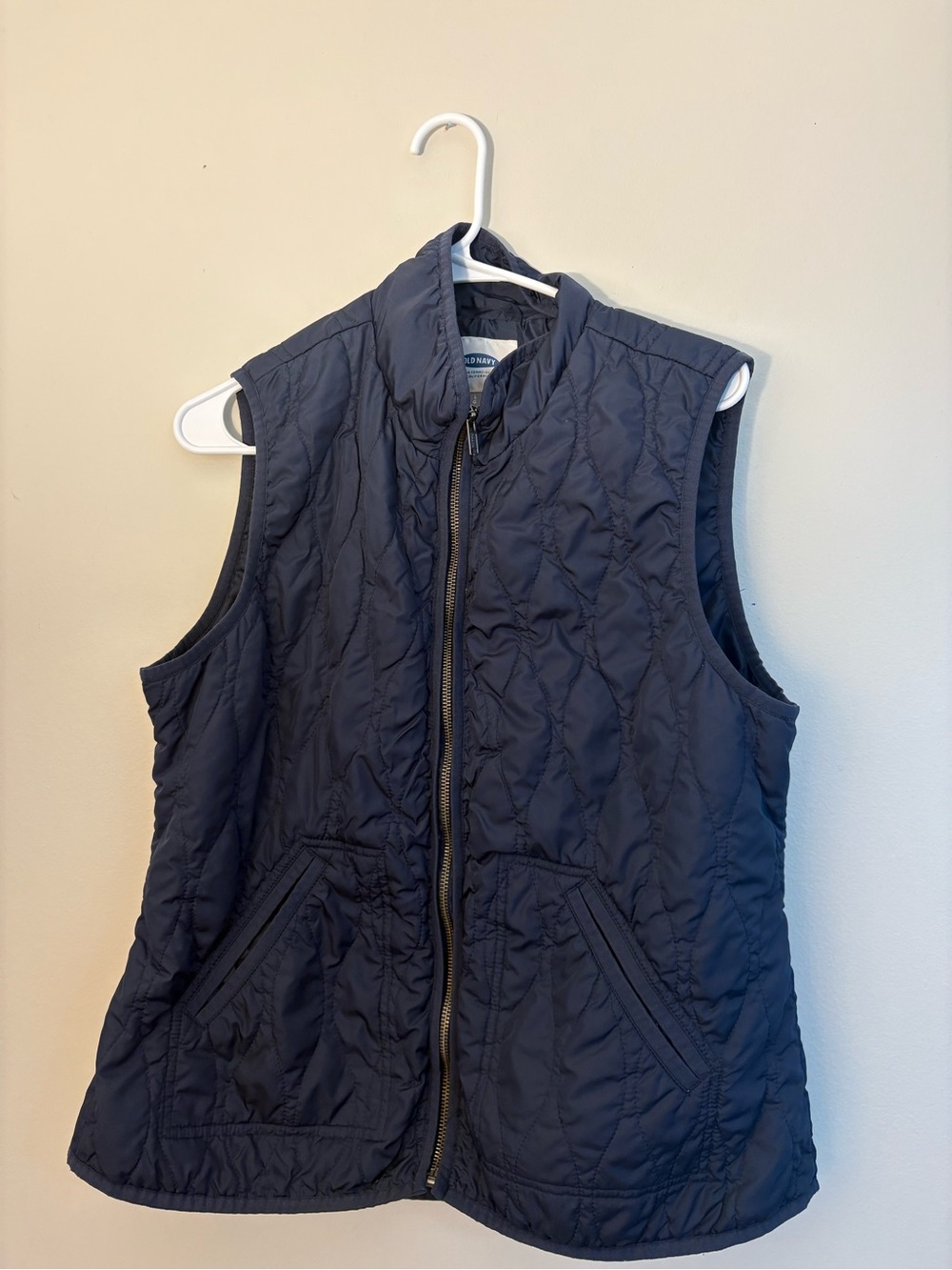 Old Navy Quilted Navy Blue Zip-Front Vest
